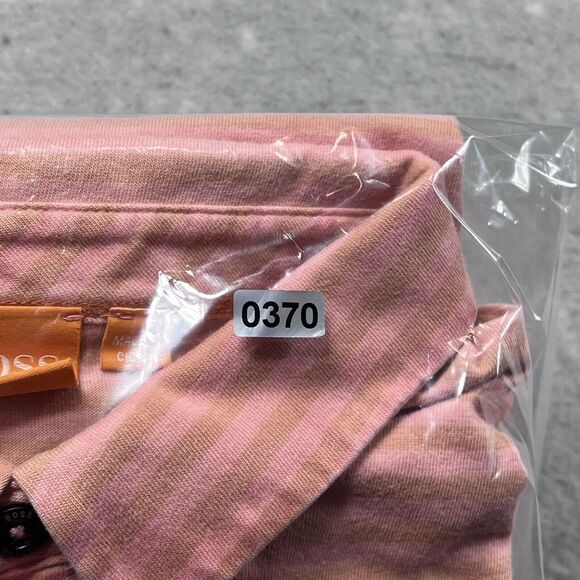 Hugo Boss Polo Shirt Mens Large Orange Striped Regular Fit Short Sleeve Logo - Picture 11 of 11